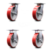 Service Caster 8 Inch Poly on Cast Iron Caster Set with Roller Bearing 2 Swivel Lock 2 Rigid SCC-35S820-PUR-RS-BSL-2-R-2